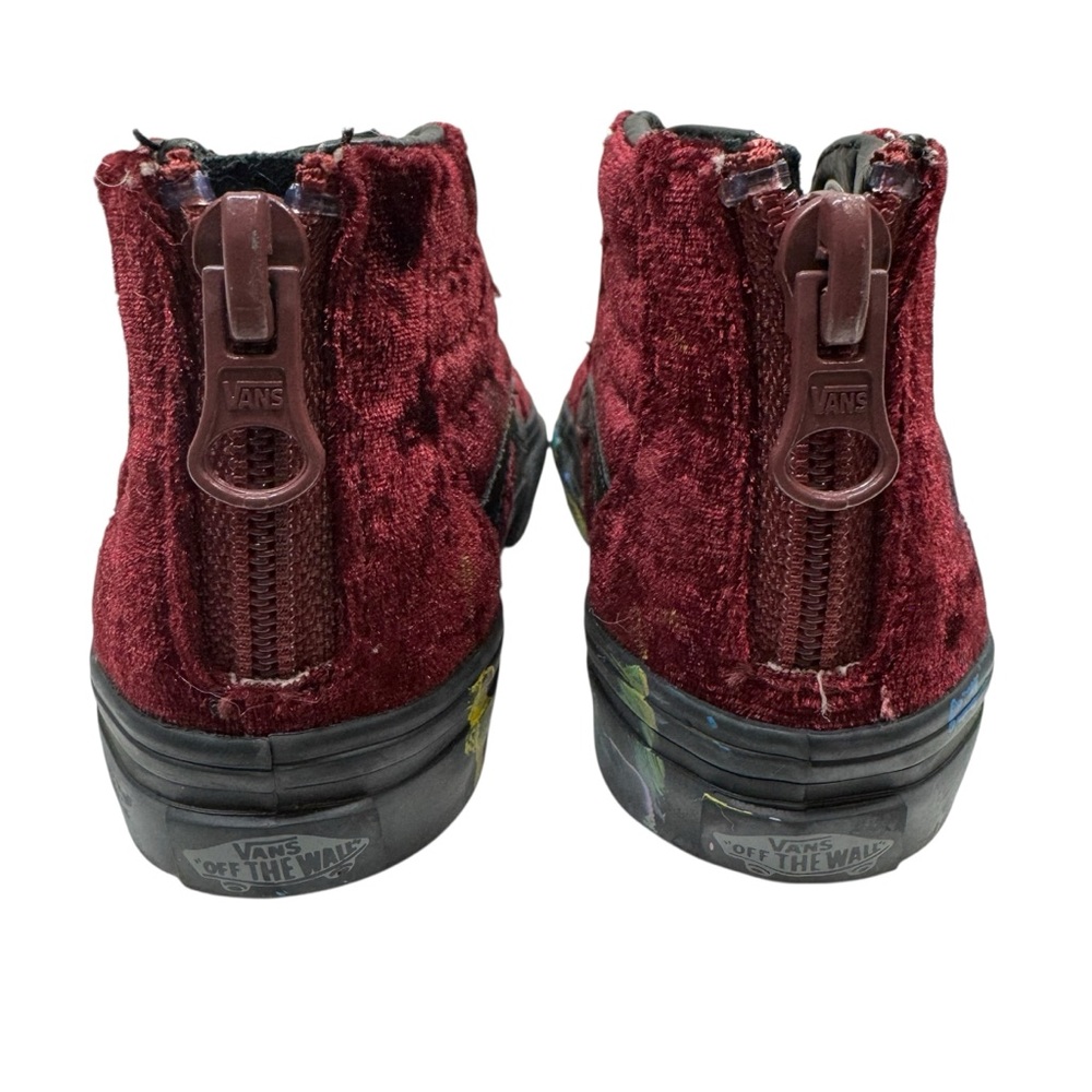 Vans Sk8 Hi Zip Skate Shoes Maroon Velvet High Top Kids Toddler Size 5 Snickers - Picture 3 of 10